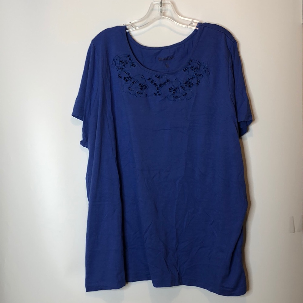 Roaman's Short Sleeve Open Weave Top 3X PLUS SIZE